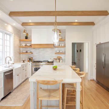 Transitional Kitchen Featuring Rift Cut Oak Accents