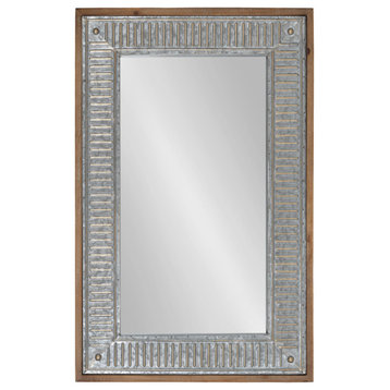 Deely Wood and Metal Wall Mirror, Rustic Brown 20x30