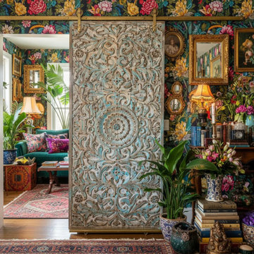 Carved Barn Doors: A Statement Piece for Your Library and Home Studio