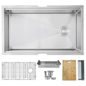 33"L x 19"W Stainless Steel Single Basin Undermount Workstation Kitchen Sink