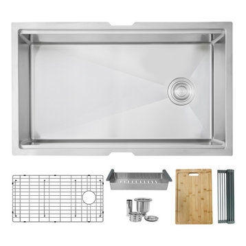 33"L x 19"W Stainless Steel Single Basin Undermount Workstation Kitchen Sink