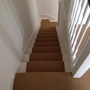 Installing Brown Carpet to Stairs as a Runner with Whipping
