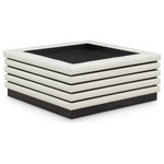 Meridian Furniture - Rory Black Faux Leather Coffee Table, Cream, Square, Black Finish - Put emphasis on style when you add this Rory coffee table to your current setup. This handsome table features a stacked look with soft cream vegan leather accents against a black finish oak veneer. The look of leather and oak forms an exciting contrast that's not lost on guests or others. A lip across the top of the table keeps things from sliding off, and its square shape makes it ideal for adding alongside a corner sectional or other large seating group.