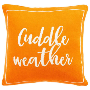 Safavieh Cuddle Weather Pillow Orange/Natural 18" X 18"