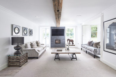 This is an example of a rustic living room in Manchester.