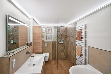 Exempel på ett modernt badrum