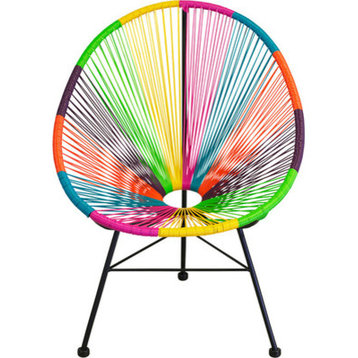 Acapulco Indoor/Outdoor Lounge Chair,  Multi Colored Weave on Black Frame