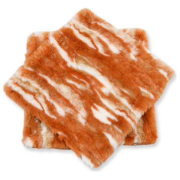 Jacquard Faux Fur Pillow Covers Set of 2, Burnt Orange, 26'' x 26''