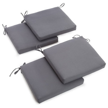 20"x19" Twill Chair Cushion, Set of 4, Gray