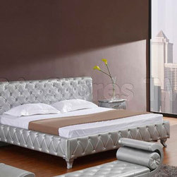 Monte Carlo Platinum Edition Silver Modern Bed with Crystals - Beds