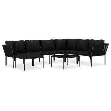 vidaXL Patio Lounge Set Patio Furniture Set Table and Chair 8 Piece Black PVC