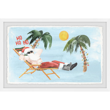 "Santa Goes on Vacation" Framed Painting Print, 18x12