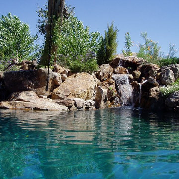 Custom boulder waterfall