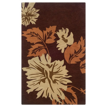 Linon Trio Marcie Hand Tufted Polyester 5'x7' Rug in Brown