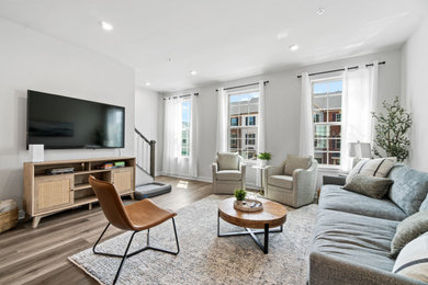 Example of a mid-sized trendy living room design in Raleigh