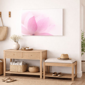 Closeup on Lotus Flower Petal Modern Organic Style Wall Art