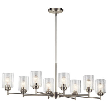 Kichler Winslow 8 Light Chandelier in Brushed Nickel with Clear Seeded Glass
