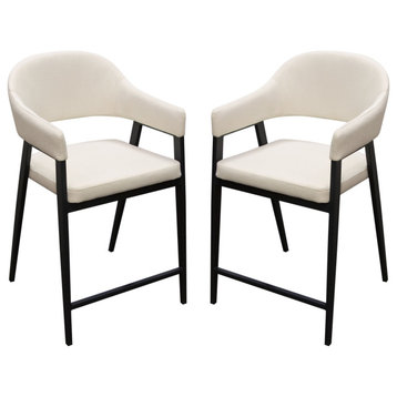 Adele 2 Counter Height Chairs, Cream Fabric