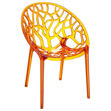 Crystal Polycarbonate Modern Dining Chair Transparent Orange