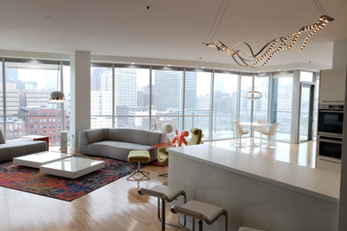 Inspiration for a modern open concept living room remodel in Cleveland
