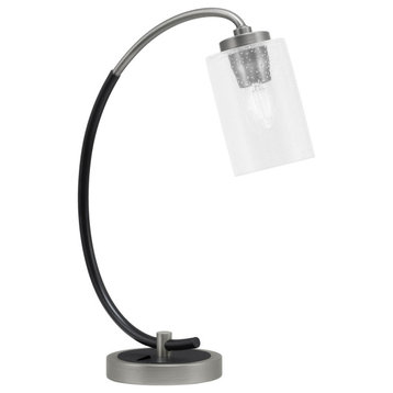 1-Light Desk Lamp, Graphite/Matte Black Finish, 4" Clear Bubble Glass