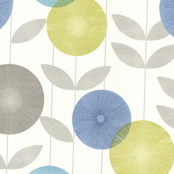 Monroe Aquamarine Modern Floral Wallpaper, Bolt