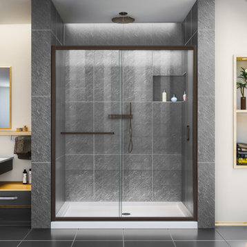 DreamLine Infinity-Z 56-60x72 Sliding Shower Door, Clear Glass Oil Rubbed Bronze