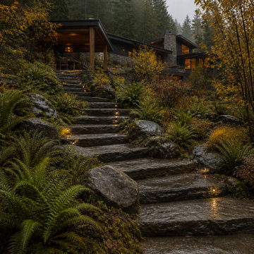 Four-Season Woodland Garden Concept for a Contemporary Hillside Home