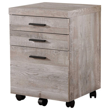 17.75" X 18.25" X 25.25" Taupe Particle Board 3 Drawers  Filing Cabinet