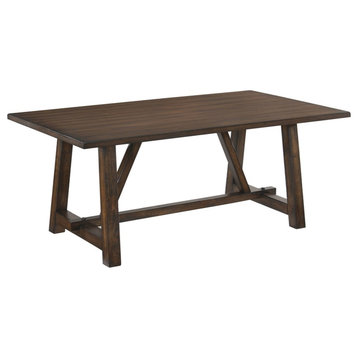 ACME Kaelyn Rectangular Wooden Trestle Base Dining Table Dark Oak