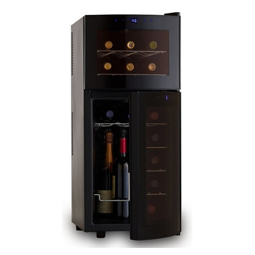 Wine Enthusiast Silent 21 Bottle Dual Zone Wine Refrigerator with Curved Doors 2