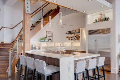 Example of a minimalist kitchen design in Chicago