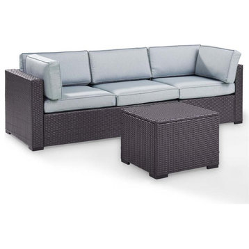 Crosley Furniture Biscayne 3 Piece Metal Patio Sofa Set in Brown/Blue
