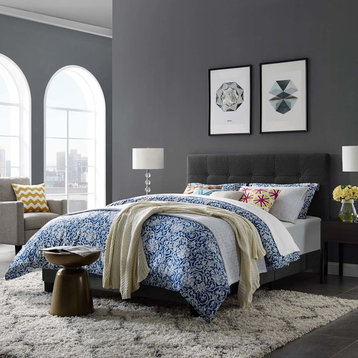 Amira Full Upholstered Fabric Bed, Gray