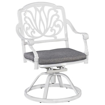 Homestyles Capri Aluminum Outdoor Swivel Rocking Chair in White