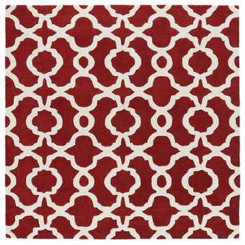 Kaleen Hand-Tufted Revolution Red Wool Rug, 11'9" Square