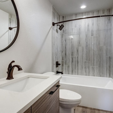 Modern Slab Style Kitchen & bath Cabinetry in High Definition Wood Grain Texture