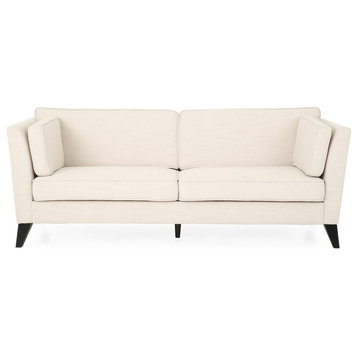 Kelvin Contemporary 3-Seater Fabric Sofa, Beige/Dark Brown