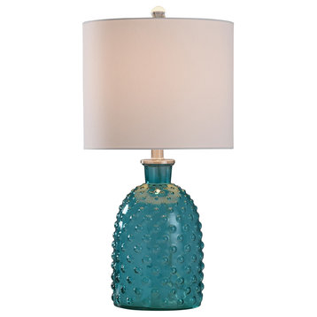 Textured Glass Table Lamp, Blue Glass
