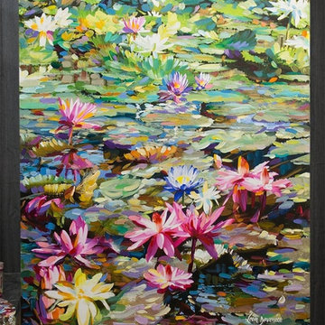 Lily art, lily pond painting, Original Paintings for Sale by Leon Devenice