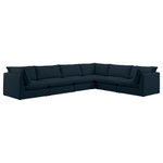 Meridian Furniture - Mackenzie Linen Textured Fabric 6-Piece Modular L-Shaped Sectional, Navy - Mix and match the pieces from the Mackenzie series to create a beautiful seating group that's perfect for the whole gang. These exceptionally crafted sofas, sectionals, and other components are meant to be put together into an infinite number of configurations based on your particular needs and space requirements. Each is upholstered from top to bottom in soft durable linen textured in your choice of colors. Attach the pieces of your choice easily thanks to the included attachment latches.