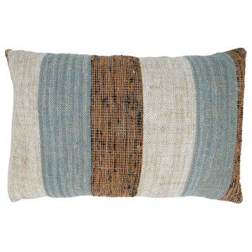Pillow With Thin Stripe Design, Blue, 16"x24", Cover Only