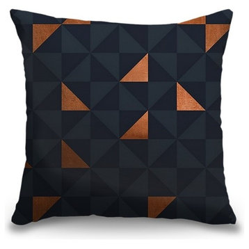 "Copper Triangles Navy" Pillow 18"x18"