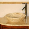 72 Inch Brown Burl Double Vessel Sink Bathroom Vanity, Travertine, Transitional