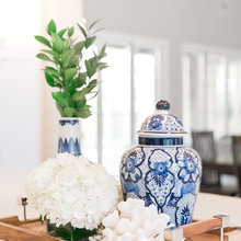 vases/foliage in vase/coral