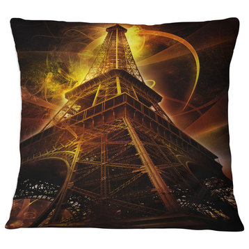 Paris Paris Eiffel Toweron Fantasy Background Cityscape Throw Pillow, 16"x16"
