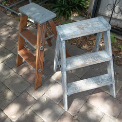 PMD Vintage painted wood step ladder - Ladders And Step Stools