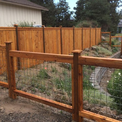 Wire Grid Fence connected to Cap & Bevel Fence - Home Fencing And Gates