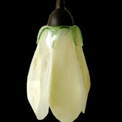 Tulip Pendant Shades - French Vanilla and Green - Pendant Lighting