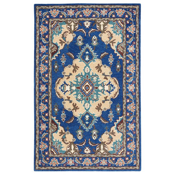 Safavieh Antiquity Collection AT520 Rug, Blue and Ivory, 3'x5'